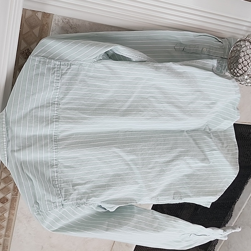 ๐ ABERCROMBIE ICON OXFORD Mint Striped BUTTON-UP SHIRT ๐ - Picture 6 of 10
